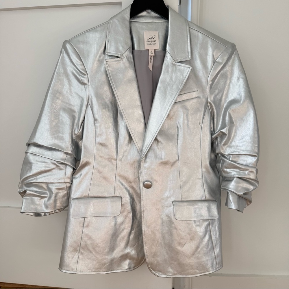 Cinq à Sept Khloe Metallic Foiled Blazer NWOT - Picture 2 of 9